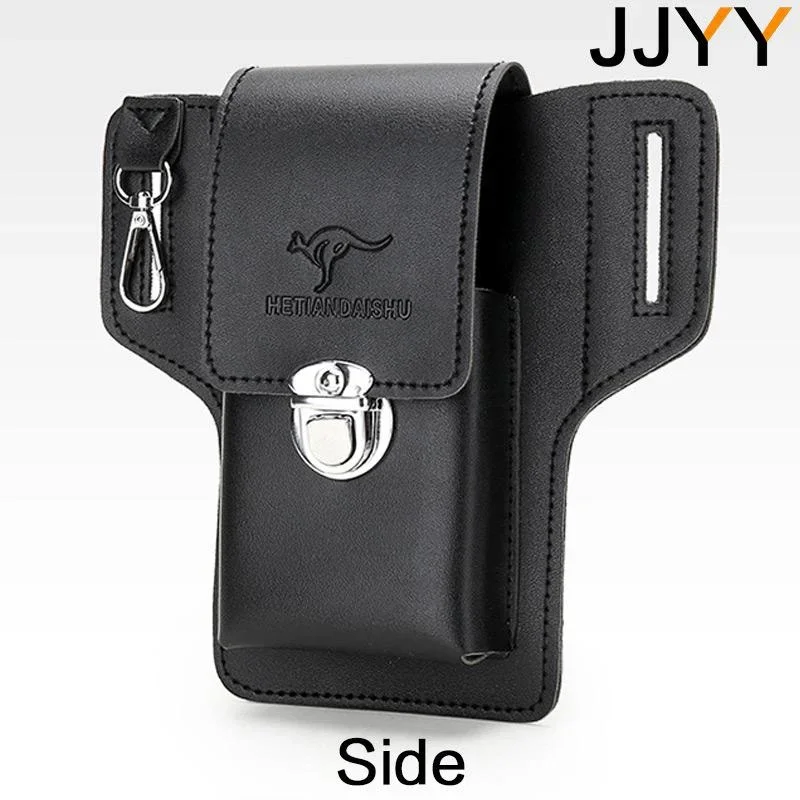 Men Leather Vintage Pack Waist Bag Belt Clip Cell phone holster Travel Hiking Cell Mobile Phone Case Cover Belt Pouch Purse
