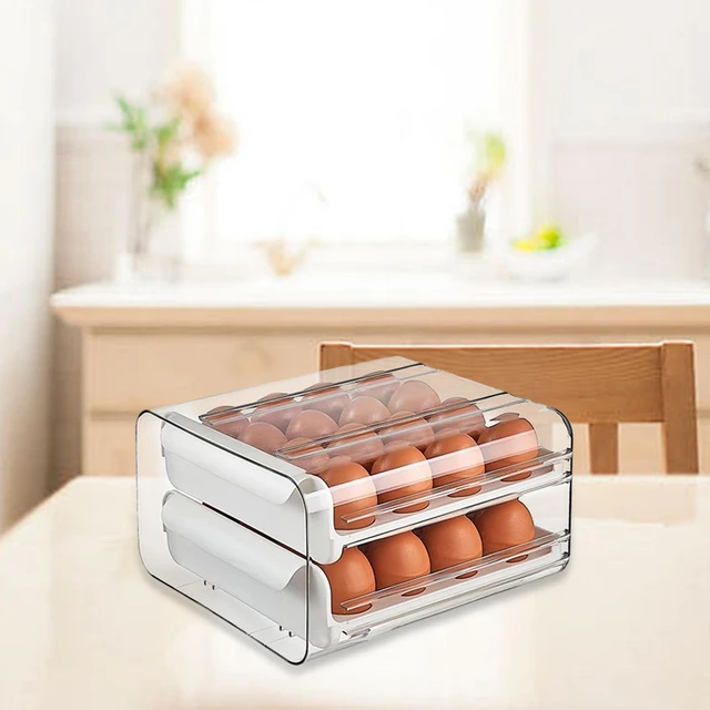 Fridge Egg Drawer Organizer Bins 32 Eggs 2 Layers Storage Tray Food  Cabinets Stackable Bin Snack Shelves for Pantry Refrigerator - AliExpress