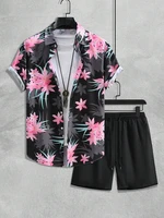 2024 Summer Men S Short Sleeved Shirt Beach Shorts Set Outdoor Everyday Men S Summer Shorts.jpg