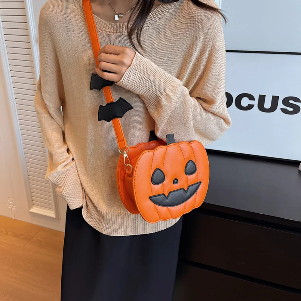 Pumpkin Crossbody Bag for Women Shoulder Bag Female Halloween Bag PU Leather Halloween Handbag Purse Gift Demon Messenger Bag