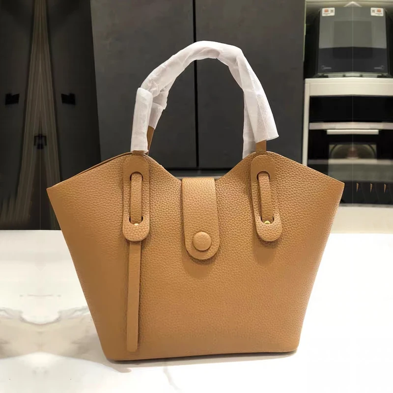 

Classic Bags For Women Luxury Designer Handbag Purses 2024 New In PU Lychee Texture Button Top Handle With Inner Pocket Shoulder