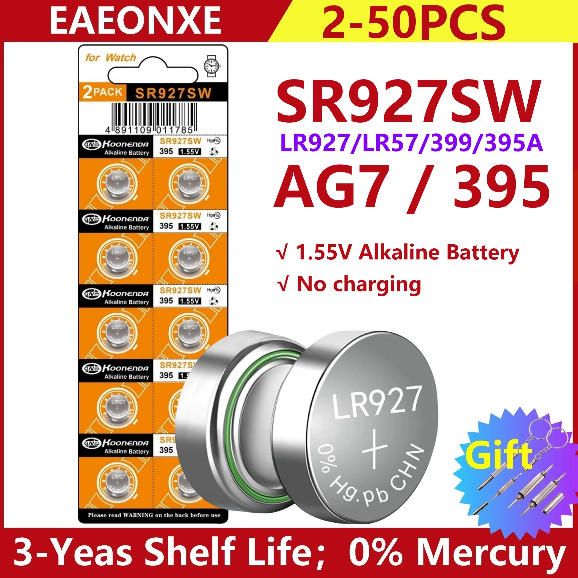 High-Capacity-10-50pcs-AG7-Alkaline-1-55V-NEW-Button-Cell-Battery-LR927 ...