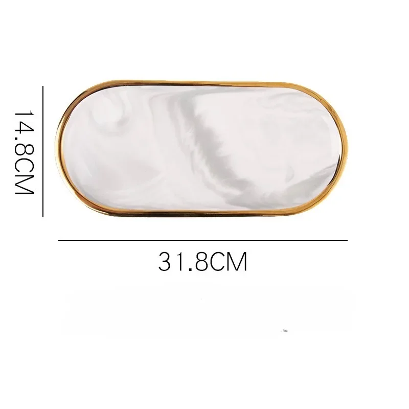 1 Pc Nordic Marble Ceramic Jewelry Tray Oval Phnom Penh Aromatherapy Storage Bathroom Toilet Bathtub Accessories Bathtub Trays