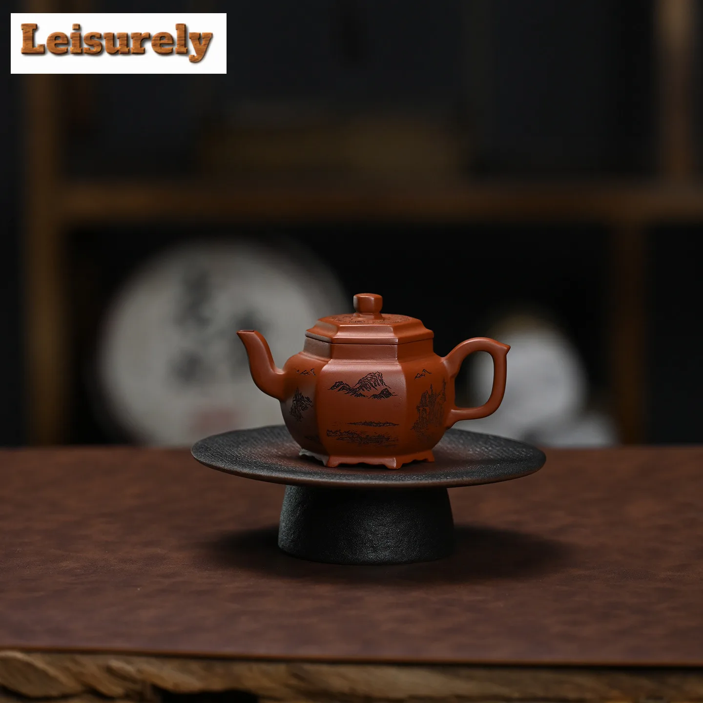 130ml Yixing Purple Clay Teapots Handmade Hexagonal Palace Lantern Pot Raw Ore Dahongpao Mud Kettle With Infuser Zisha Tea Set