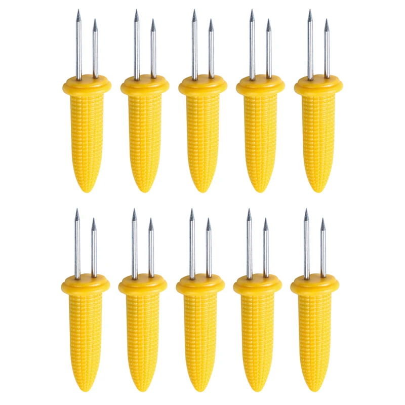 10Pcs Corn Holders Small Stainless Steel Corn Cob Holder Outdoor Barbecue Cooking Forks BBQ Food Picks Kitchen Accessories