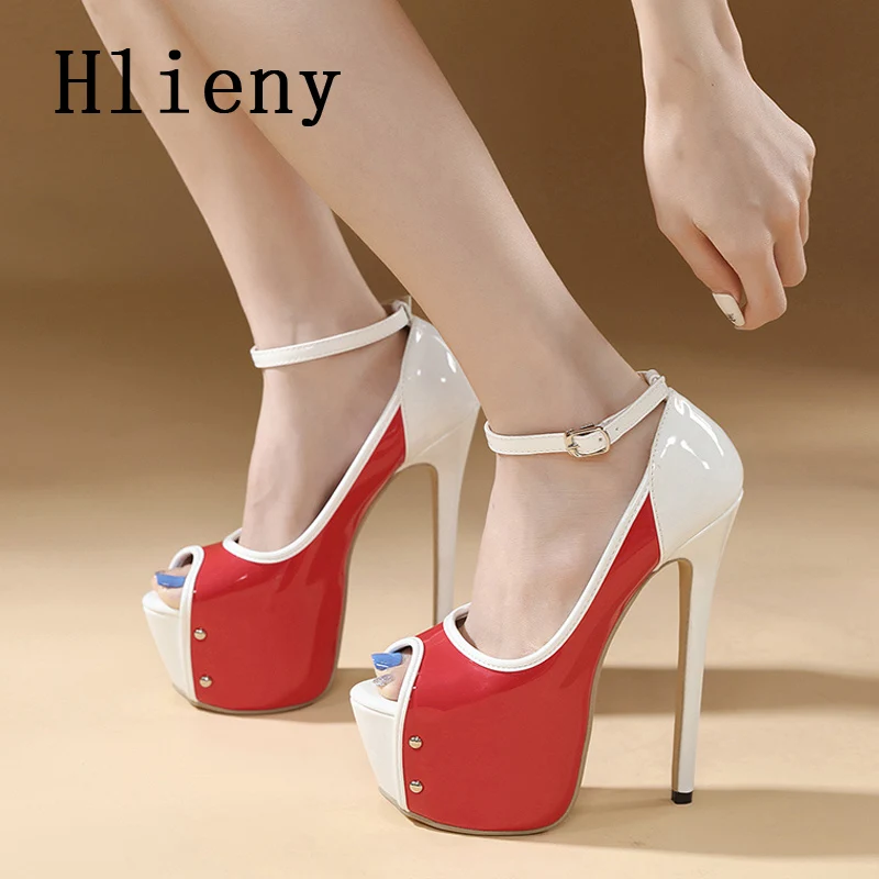 

Hlieny Sexy Ladies High Heels Women Pumps Peep Toe Platform Buckle Strap Sandals Stiletto Club Banquet Summer Party Shoes