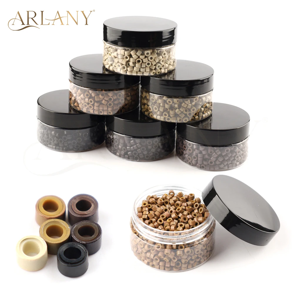 ARLANY 1000개 투명 마이크로 링 비즈 5mm 실리콘 라이닝 알루미늄 헤어 익스텐션 비즈 깃털 익스텐션 헤어 틴셀용