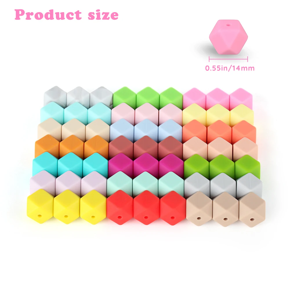 Silicone Beads 20Pcs 14mm Hexagonal for Jewelry Making Bracelet Necklace DIY KeyChain Clips Chain Accessory Decoration