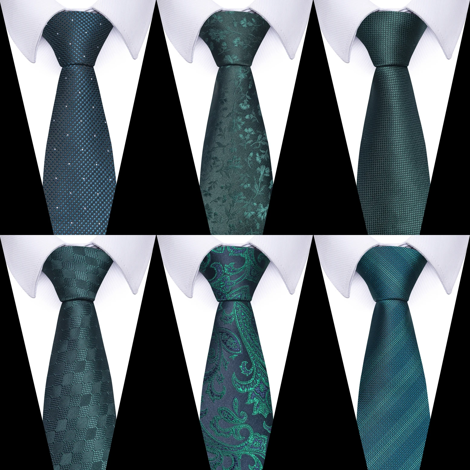 TigerTie Cravatta In Seta Verde E Nero Striata - Taglio Classico, Lunghezza 150 Cm, Larghezza 8 Cm - 6