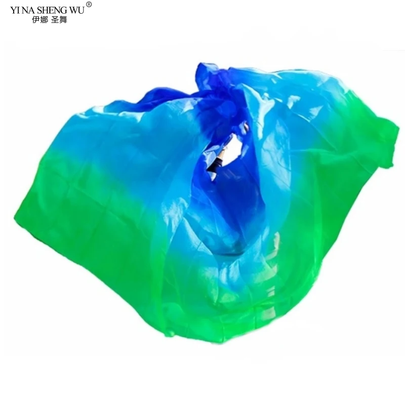 

New 100% silk belly dance veil 3-color gradient veil wholesale new design dance performance props hand-cast yarn 200cm-400cm