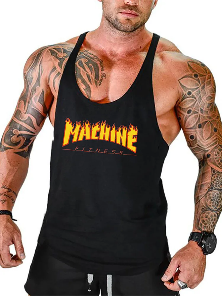 

Fitness Training Running Vests Gym Clothing Tank Top Mens Bodybuilding Muscle Sleeveless Singlets Fashion Workout Man Undershirt