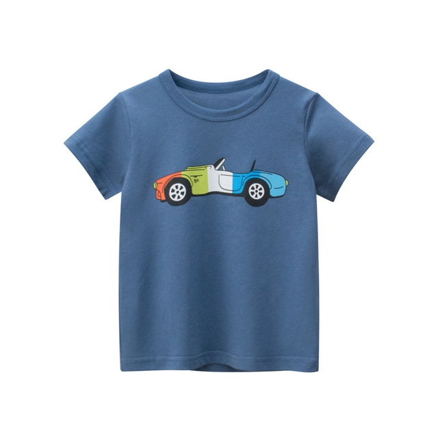 Cartoon Boys Girls Kids Car Print T Shirt For a Boy Children Summer Short Sleeve T-shirt Cotton Tops Clothing 2-8 Years