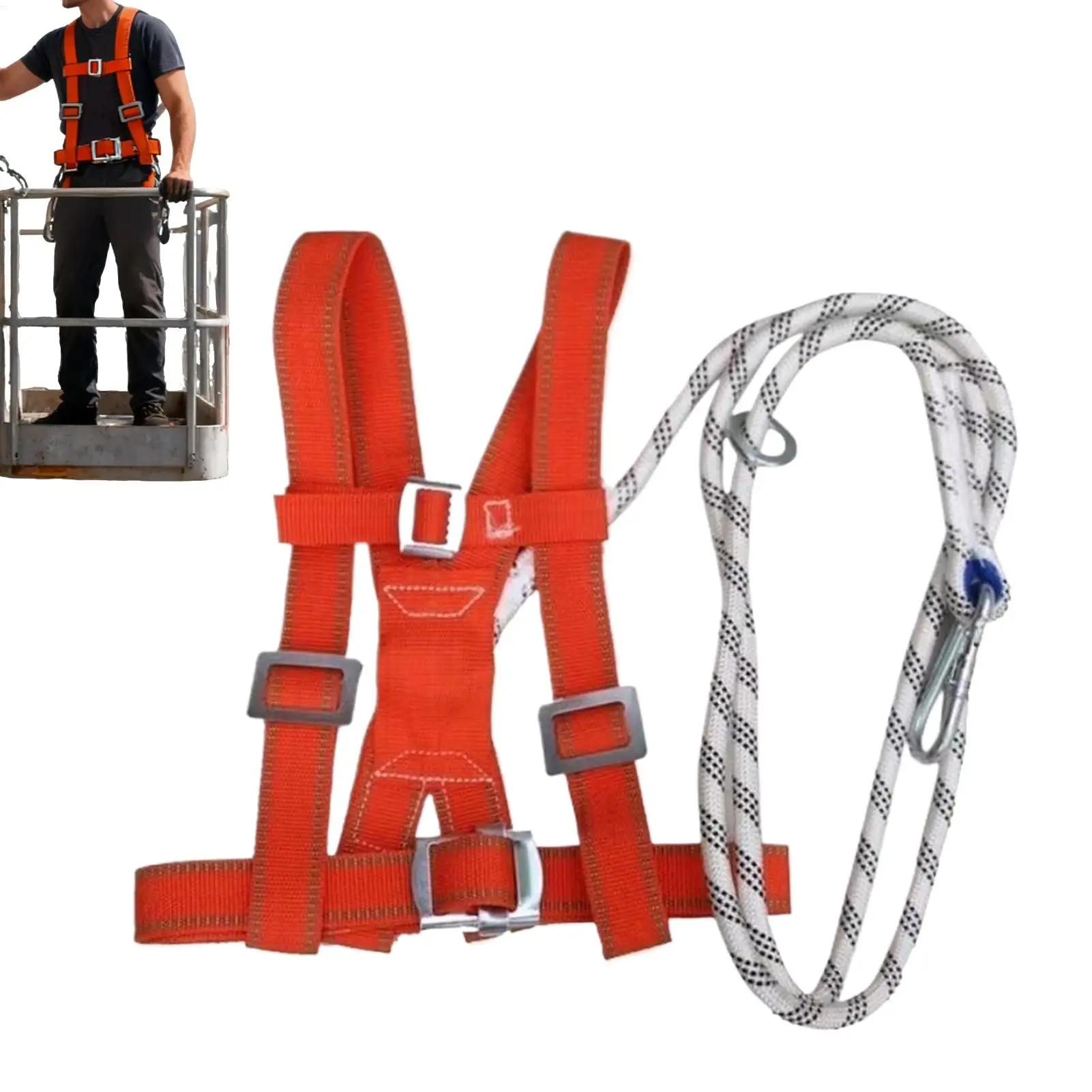 3미터 조절 가능 안전 하네스 추락 방지 이중 스트랩 전신 하네스 (창문 청소,..