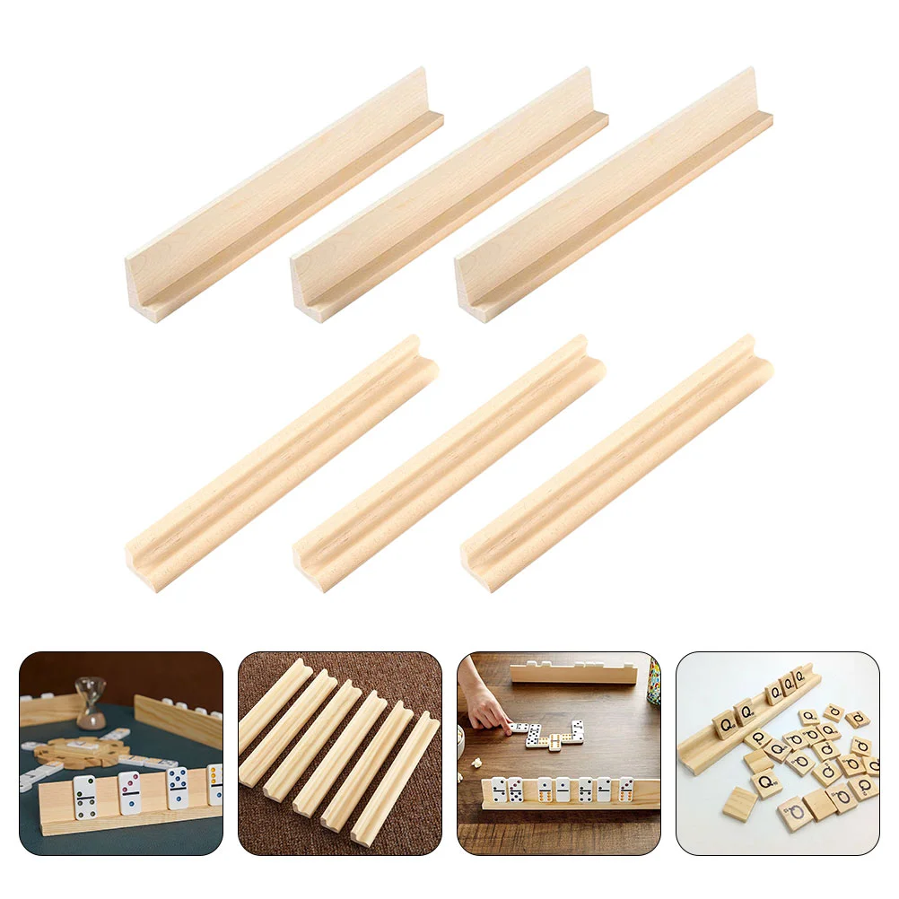 

6 Pcs Domino Stand Toy Game Accessories Wooden Displaying Bases Desktop Racks Multi-function Holders Child Cards