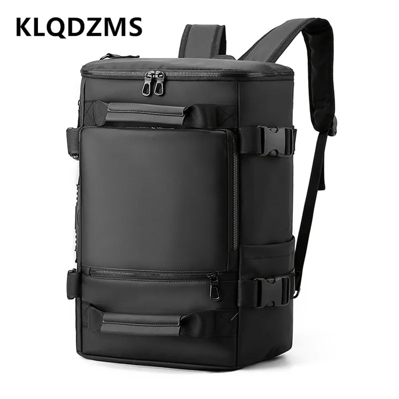 KLQDZMS High-quality Backpack PU Men's Business Large-capacity Laptop Computer Schoolbag Multifunctional Travel Shoulder Bag