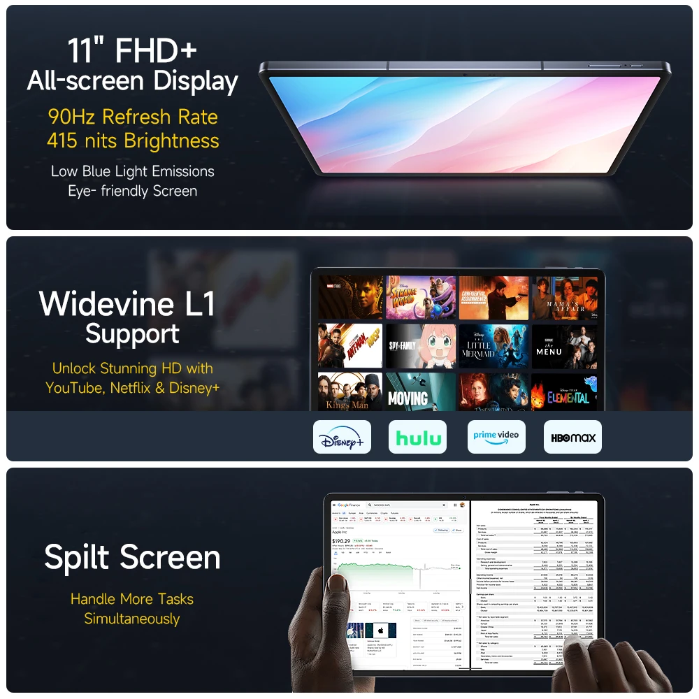 【World Premiere】Ulefone Tab A11 Tablet, 11‘’ ,Up to 12GB RAM (6+6) 128GB/256GB ROM, Unisoc T620, Android 14, 8800mAh 4G Tablet 4