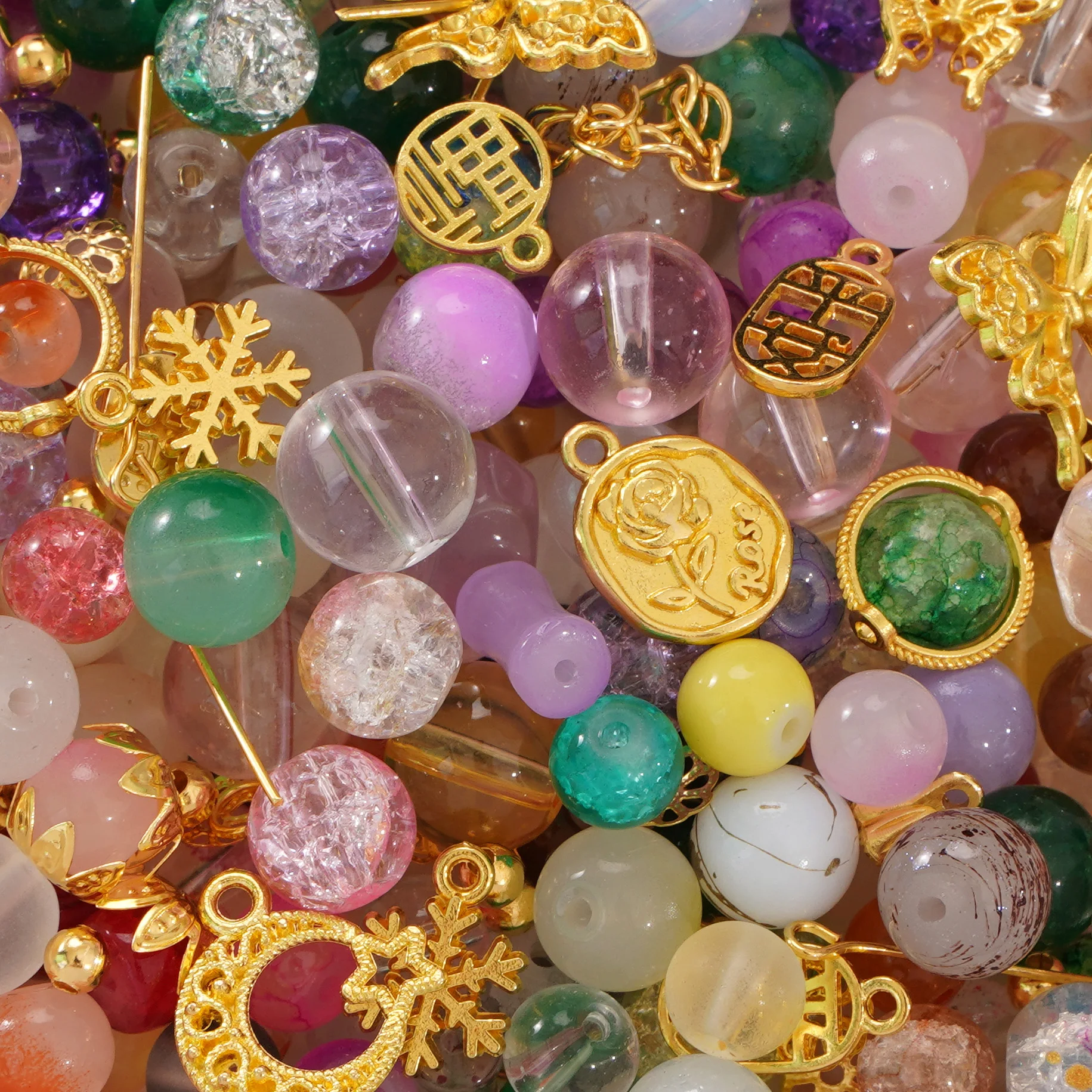 50 gr/teile Perlen Material Farbe Serie Gemischte Perlen Handgemachte DIY Armband Lose Perlen Glas Perlen Gold und Silber Zubehör Set – Detail 10