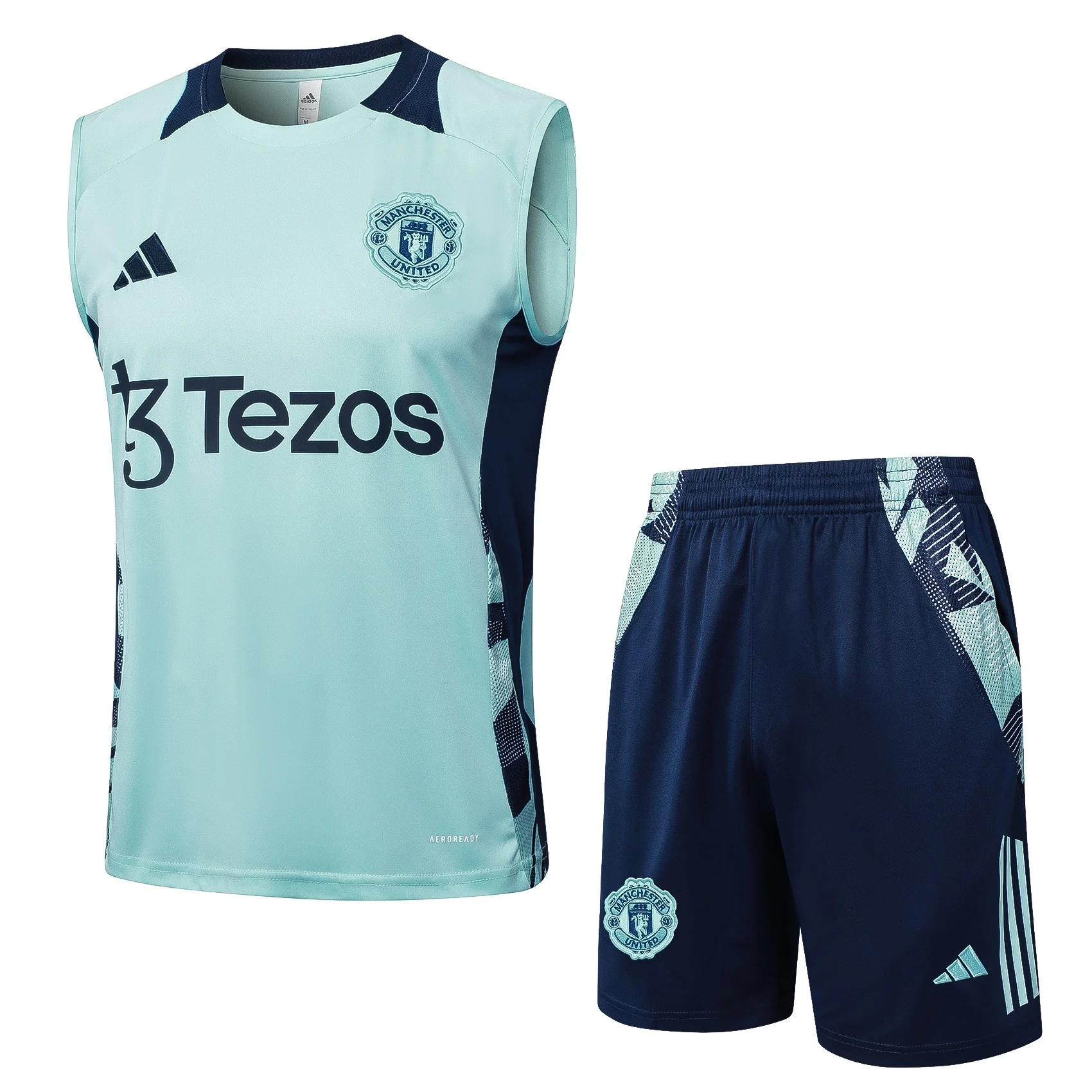 Adidas Football Shoes Sleeveless Jersey Set Men Iconic Ergonomic Stylish Comfortable Modern Sleeveless Jersey Set Mint Green