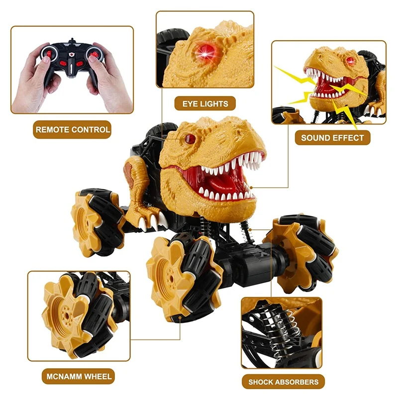 Trucks For Boys Dinosaur Car Toys Remote Control Dinosaur Car With Music And Lights Boys Birthday Gifts 5