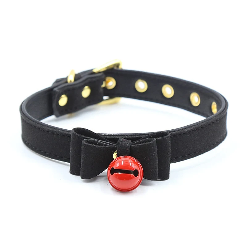Handmade Rivet Metal PU Leather Collar Bell Choker Slave Costume BDSM Bondage Necklace Neckband Sex Toys