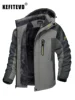 KEFITEVD Winter Heavy Ski Jacket Waterproof Warm Fleece Jackets Outdoor Thermal Breathable Hiking Jacket Windbreaker Snow Parka