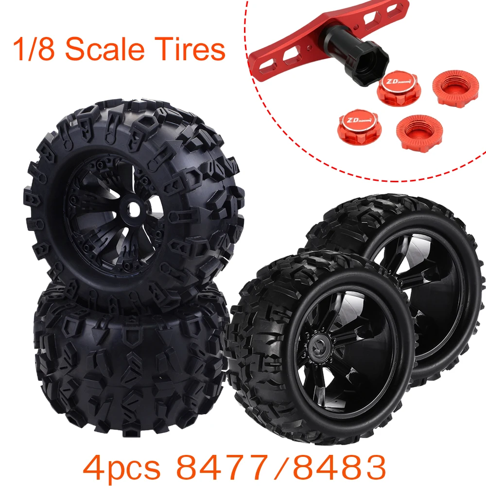

4 шт. масштаб 1/8 17 мм шестигранные шины 8477/8483 резиновые колеса для Traxxas Maxx Tmaxx E-Revo 3,3 JLB Cheetah Monster