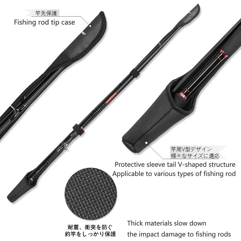 Pullther 플라이 낚시대 보호 외장 케이스 홀더 조정 가능한 길이 로프 스트랩 태클 폴 보관 커버 휴대용 도구