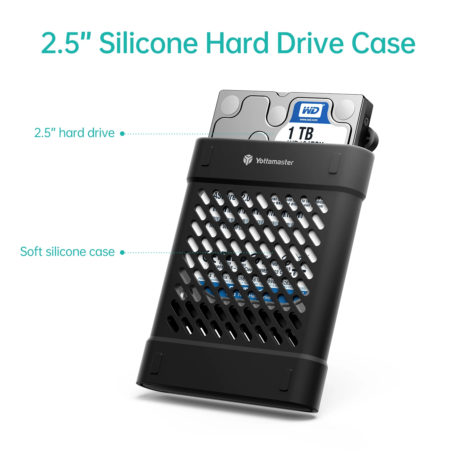 Hard Drive Case Yottamaster 2.5 Inch SSD HDD Protective Storage Box Shockproof and Dust Proof Silicone