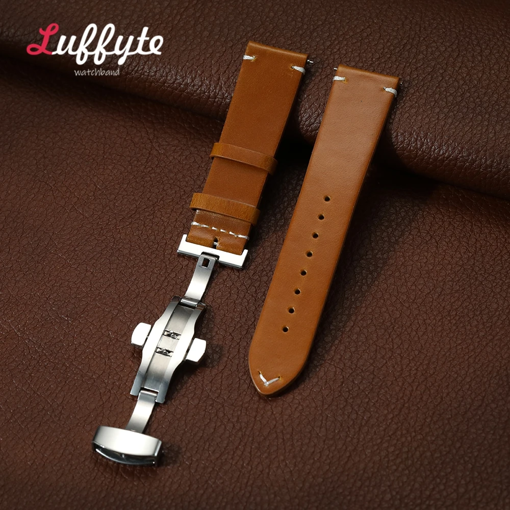 Premium Leather Watch Band with Quick Release & Butterfly Buckle - Universal Size