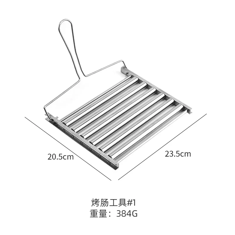 Barbecue Tools Sausage Roller Rack Handle Barbecue Sausage Grilling Rack Roller BBQ Picnic Camping Hot Dog Grill Pan Home Kitchen BBQ Tool