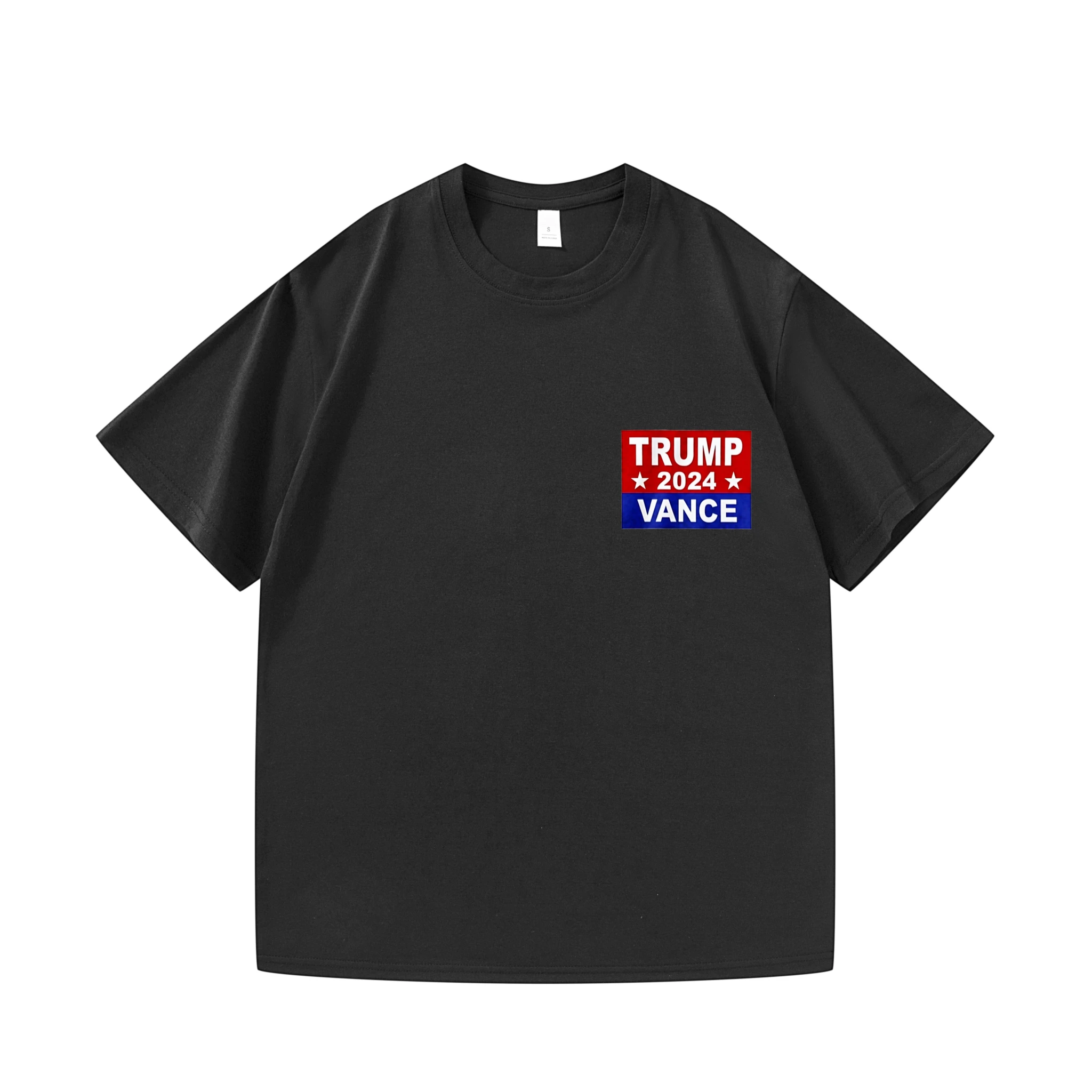Men's T-shirt Black Trump 2024 Vance Printed Tee Casual Wear Political Campaign Shirts for Men Fashion Streetwear