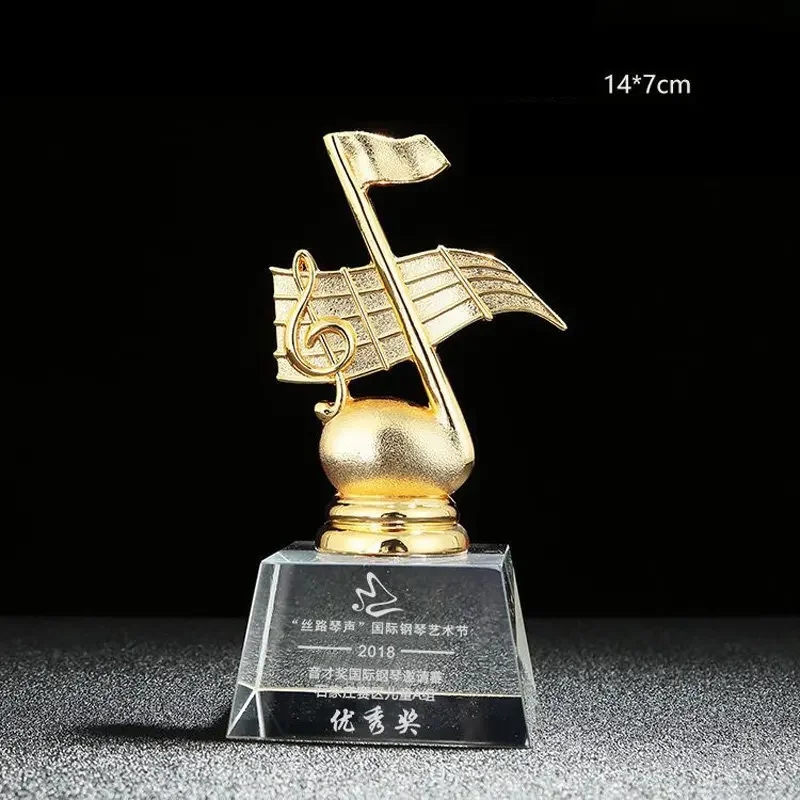 Customized Singing Competition Host Microphone Trophy Lettering Home Living Room Decor Award Notes, Metallic Crystal Trophy, 1Pc