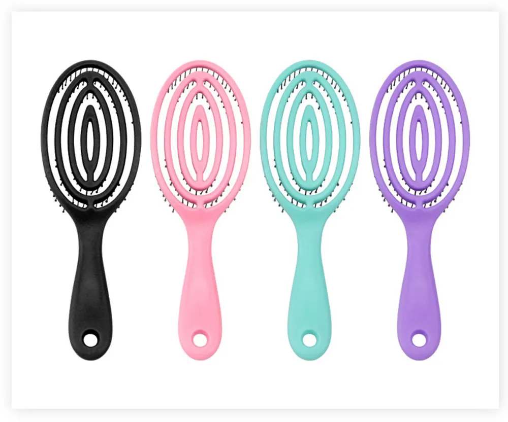 Description Picture 3 of itemRelaxing Elastic Massage Comb Portable Hollow Hair Combs Scalp Massage Brush Salon Styling Tools Solid Color Circular Hair Brush