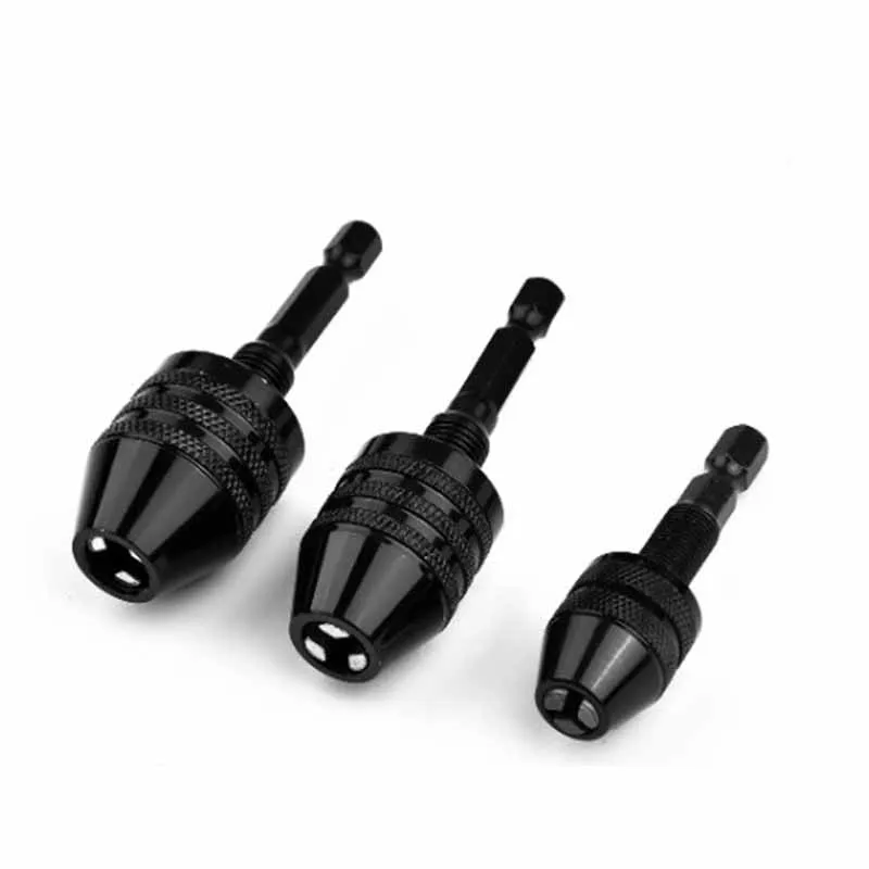 Keyless Drill Chuck 0.3-8mm Self-Tighten Electric Drill Bits Collet Fixture 1/4" Hex Shank Quick Change Converter