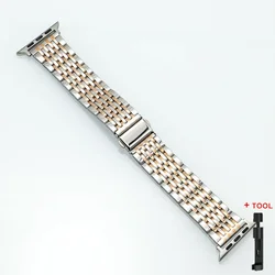Stainless Steel Metal Watch Strap - S10 - 46mm (Silver rose gold)