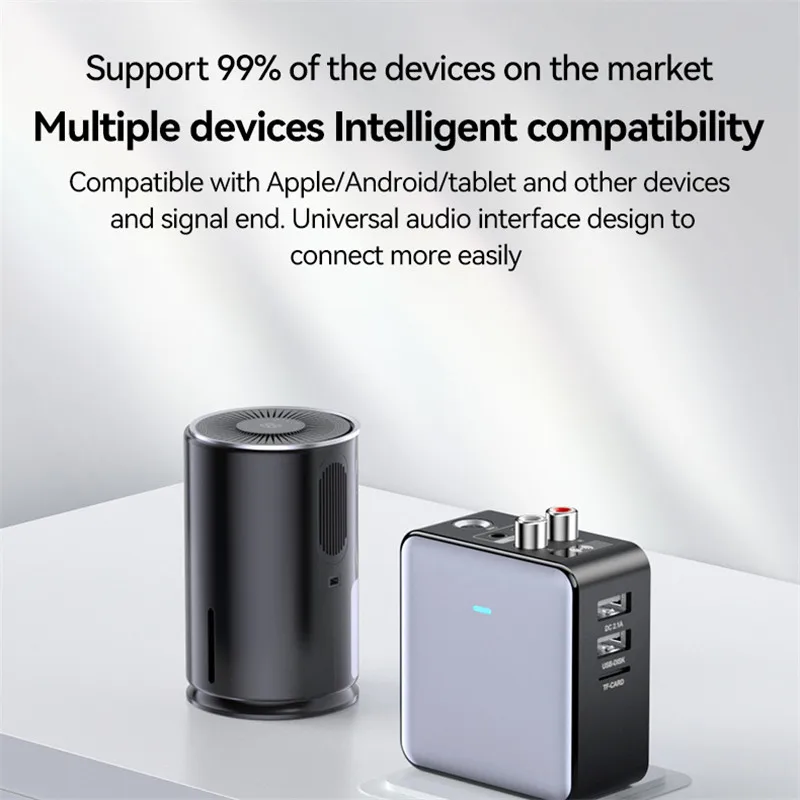 2-in-1 Bluetooth 5.3 Receiver Transmitter Wireless Audio Adapter USB TF RCA Bluetooth Adapter 6.5mm for Microphone Speaker