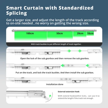Zemismart Matter Over Thread Smart Electric Curtain Motor with Splicing Track Siri SmartThings App Google Home Control 6