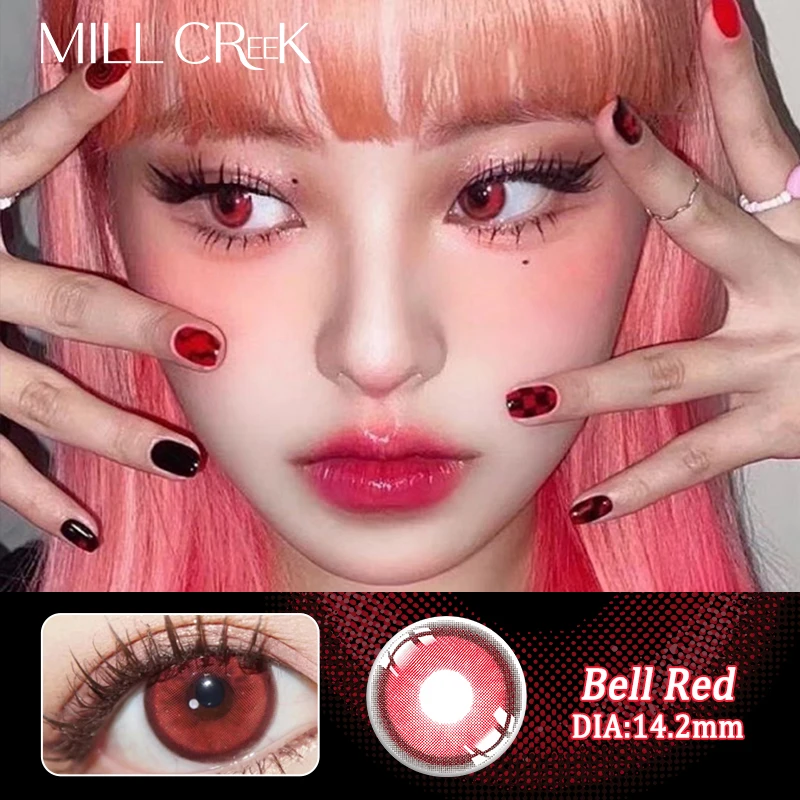 Cosmetic Contact Lenses with degree Cospaly Red Colored Contact Lens for Eyes diopters Beauty