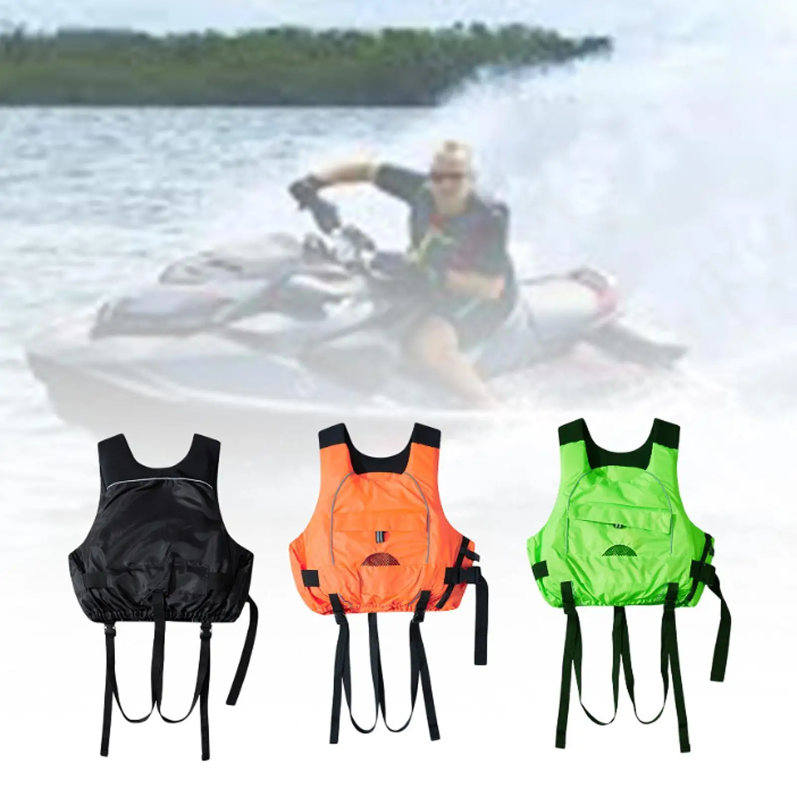 Swim Float Jacket Lightweight Multifunctional Reflective Strip Waistcoat for Surfing Water Sports Rafting Kayaking Wakeboarding
