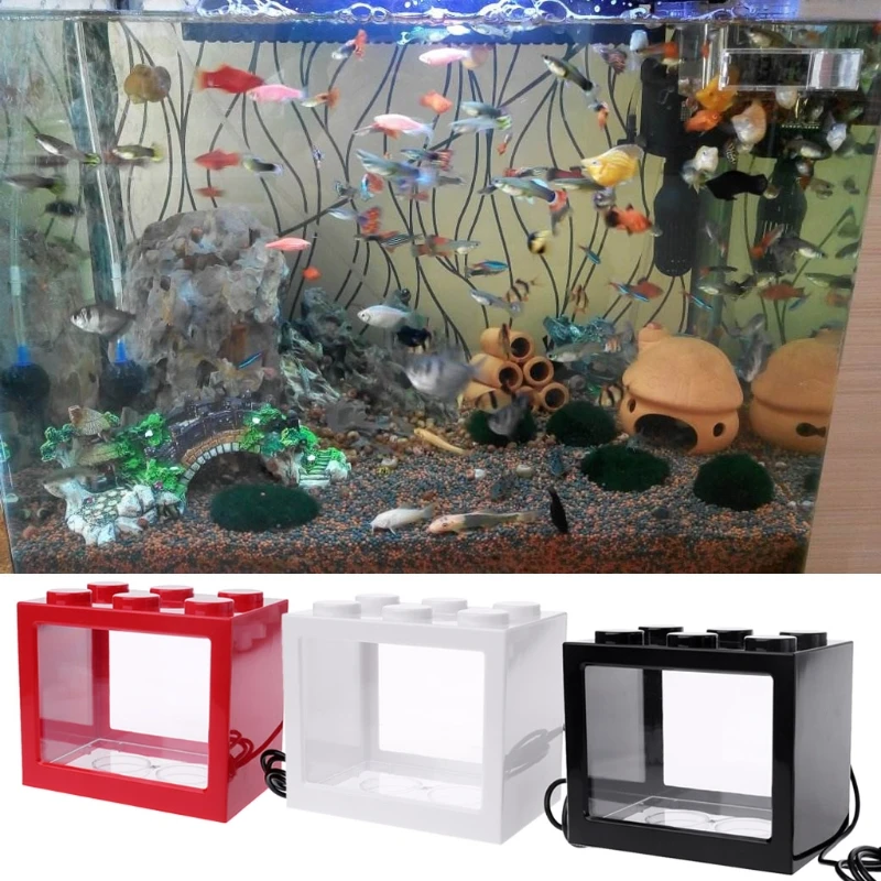 Fish Aquarium USB Mini Aquarium Fish Tank with LED Lamp