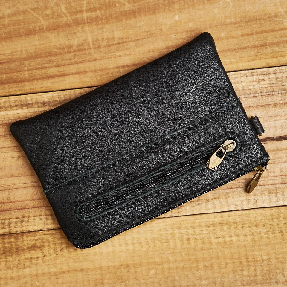 ZRCX Echtem Leder Geldbörse für Männer Frauen Mini Zipper Brieftasche Kleine Geld Tasche Tasche Weibliche Geld Brieftaschen Männer Karte halter – Detail 16