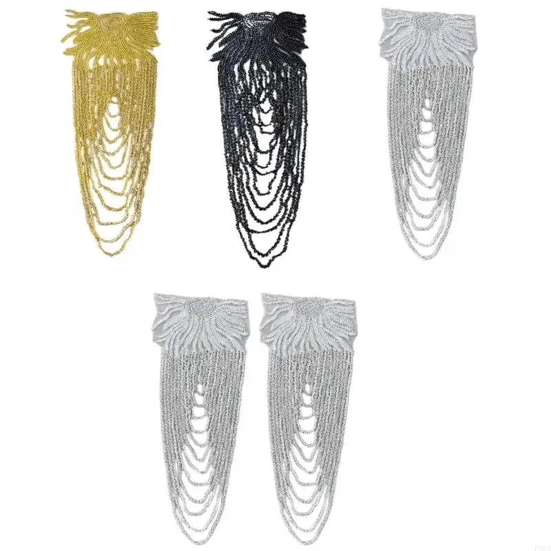 P88A Durability Sequins Epaulet Tassels Chain Shoulder Embellishment Punk Epaulette