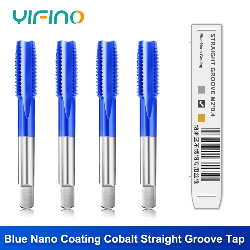 

YIFINO M35 Cobalt Containing Blue Nano Coating Machine Straight Groove Tap Stainless Steel Attack Teeth Special Taps M2-M16