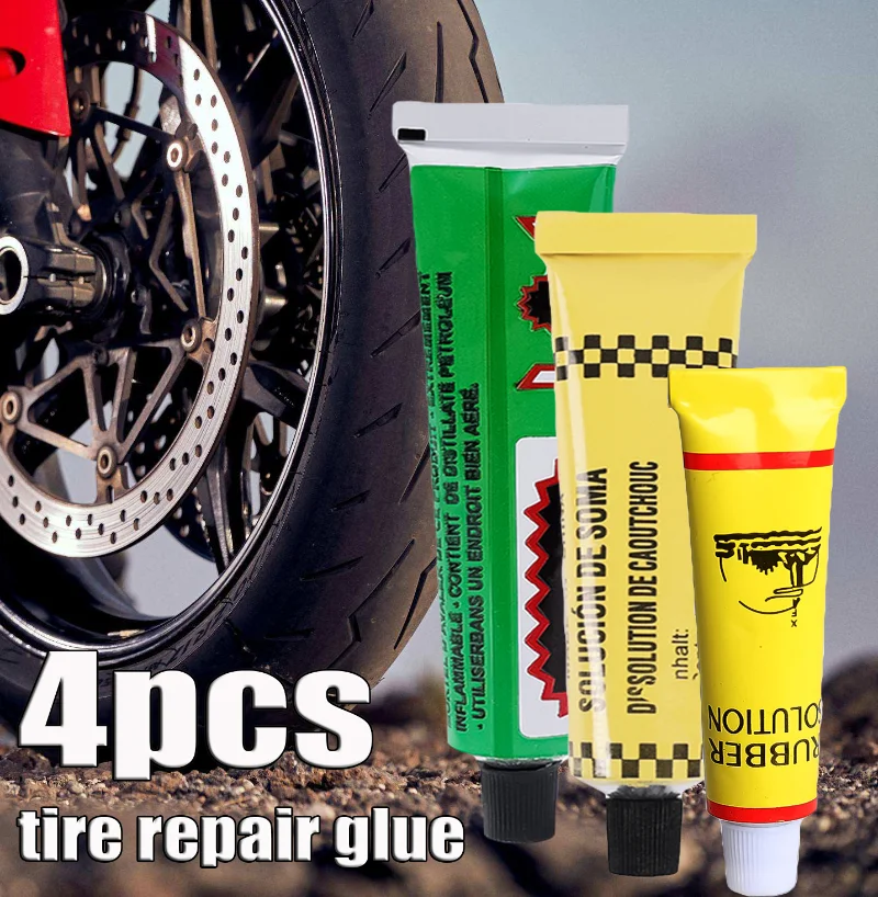 

4pcs Strong Adhesive Car Tire Repairing Glue Truck Motorcycle Bicycle Wheel Inner Tube Puncture Quick Repair Tyre Glue