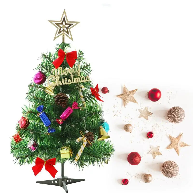 

Christmas Tree Decorations DIY Pine Tree Artificial Christmas Tree Set Battery Operated Small Christmas Tree With Lights 50cm/19