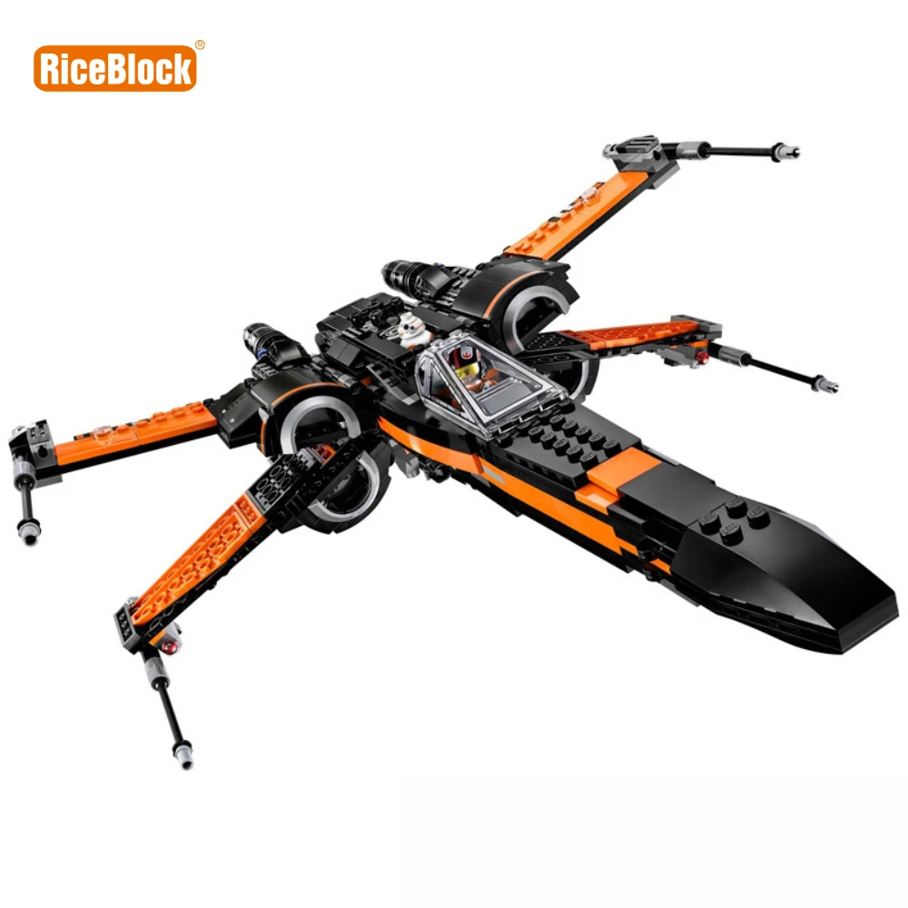 

75102 Звездные космические войны Poe X-wing модель самолета-истребителя, строительные блоки, кирпичи MOC, строительный комплект, игрушки для мальчиков, подарок для детей, сделай сам