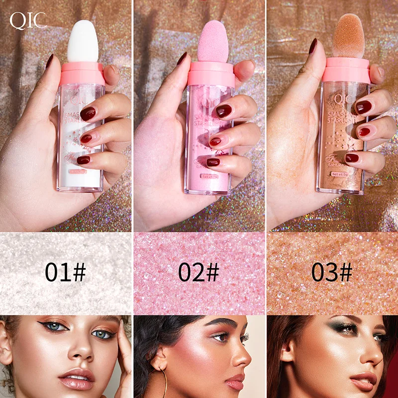 QIC Fairy Po Finger Focus Highlighter Shimmer Powder White Loose Face