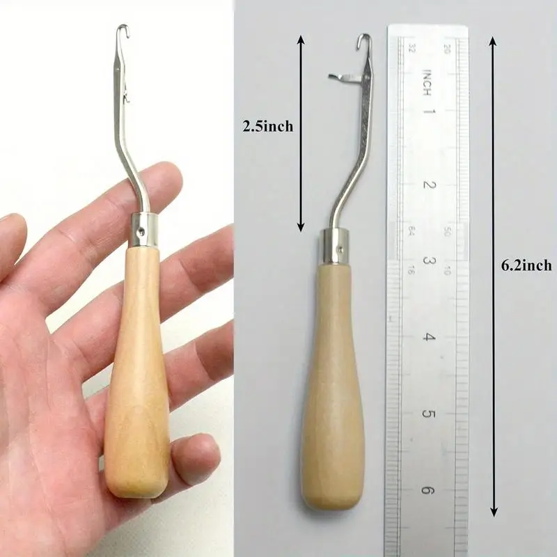 2개 대형 나무 래치 크로셰 훅 바늘 니트 바늘, 점보 브레이딩 드레드락 헤어 도구, 드레드락 연장용