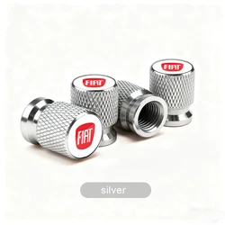 Enhanced Car Wheel Tire Valve Caps Air Stem Covers Accessories (Fiat - Silver - 4pcs)