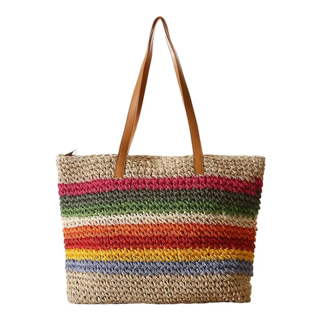 Straw Handbags Women Handwoven Straw Bags Summer Beach Tote Woven Crossbody